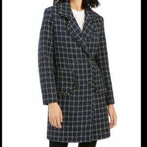 NWT Double-Breasted Plaid Tweed Coat M